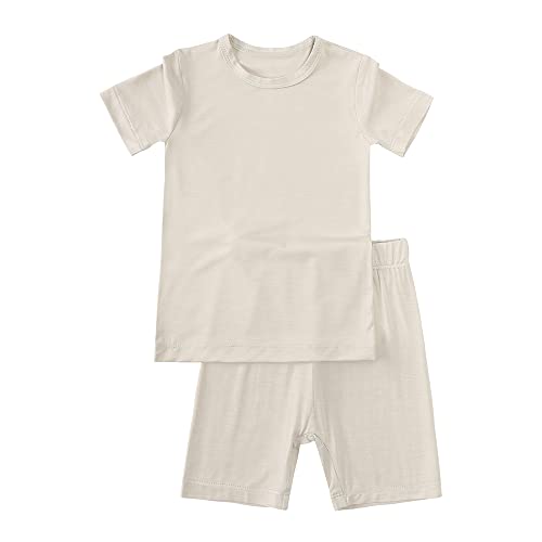 Kids Tales Bamboo Rayon Short Sleeve Pajamas Set 2 Pcs Girls Boys Solid Snug Fit Sleepwear Toddler Bamboo Viscose Jammies
