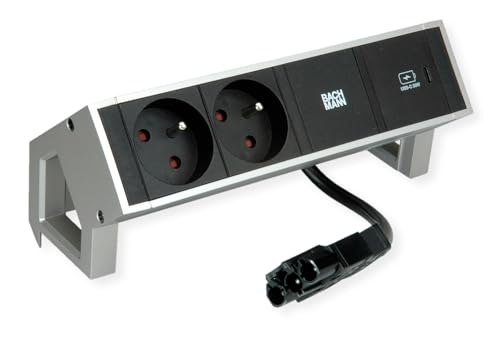 BACHMANN DESK2 2xUTE 1xUSB C 30W 0.2m GST18 INOX
