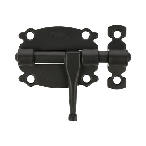 Amig - Loquete Superposé pour Portes et Meubles Mod. 484 | Verrou de Sécurité pour Fermeture Horizontale | Matériau Acier avec Axe en Zamak | 60 mm | Style Rustique | Inclut la Quincaillerie | Noir