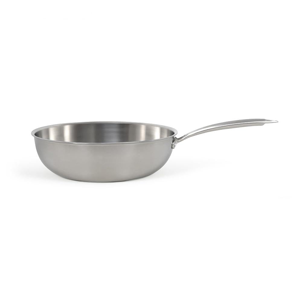Livoo - Wok en acier inoxydable 28 cm MEP162 - Gamme Brigade - inox triply - sans PFAS, Argent