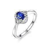 BCughia 18 Karat Gold Ring, 750 Weißgold Ringe Oval Form 0.65ct Saphir und Diamant Verlobungsring Ehering Damen Größe 67