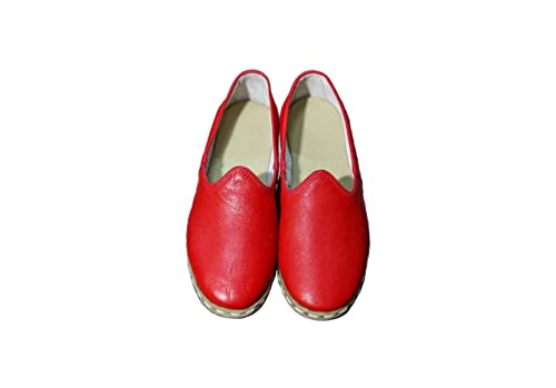 Authentic 100% Handmade Genuine Leather Women's Turkish Carik Slippers - Lightweight - Breathable (7.5, Black)