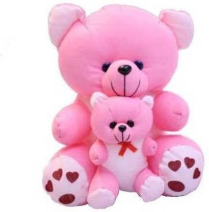Khatu Soft and Huggable Teddy Bear Stuffed Mother with Baby, Pink, 30Cm, Adorable Pair of Mom and Daughter Soft Toys, Nice Gift for A Special Occasion Like Birthdays