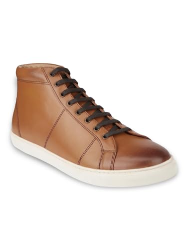 Image of HATS OFF ACCESSORIES Genuine Leather Tan Sneaker Shoes (HOA-SS23050)