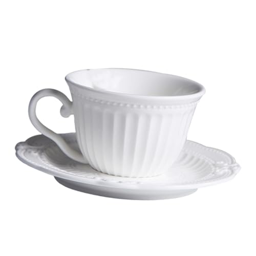 Taza de café de cerámica con bandeja, juego de café elegante estilo europeo 2