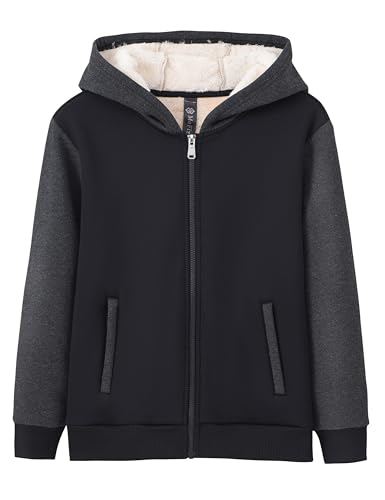 MoFiz Kids Sherpa Lined Hoodie Fleece Jacket Boys Girls Warm Sweatshirt Full Zip Hooded Soft Winter Coat School Outerwear4