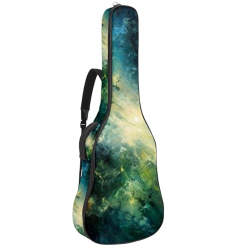 Housse guitare acoustique 101,6 cm imperméable à motif galaxie verte pour transport sécurisé