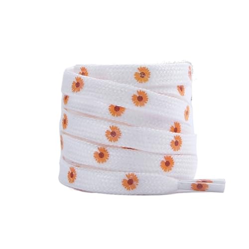 Cordones para Zapatos Cordones de encaje con diseño de flor de cerezo y margaritas pequeñas, de corte alto y bajo, con hebilla decorativa for mujer(Orange,100cm)