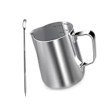 Professionelle Qualität: Aus #304 Edelstahl, rostfrei, schmutzabweisend, es gibt genaue Skale, sehr gut für Milch, Cappuccino und Latté, Kaffe, kann auch als kleinen Messbecher benutzen