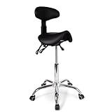 Stufenlos höhenverstellbar Dunimed Ergonomischer Sattelhocker mit Rückenlehne - Sitzhocker, Arbeitshocker, Bürohocker - Sitzhöhenverstellung - Schwarz