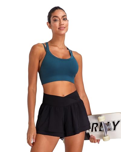 Image of Sports Bras for Women HIigh Support, Criss-Cross Back Padded Strappy High Impact Sports Bras for Women Large Bust