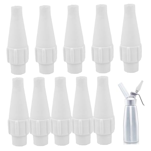 Boquilla silenciosa del dispensador de crema batida de 10 piezas, piezas de reemplazo de instalación fácil de 3x1x1 pulgadas para dispensador de látigo de crema y reutilizable, látigo