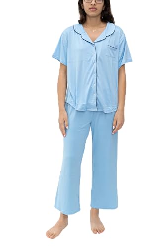 Notcho Trendy Button Down Notch Collar two Pieces Pajama Set