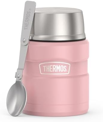 THERMOS ICON Vacuum Insulated Food Jar with Spoon, 16 oz, Matte Rose