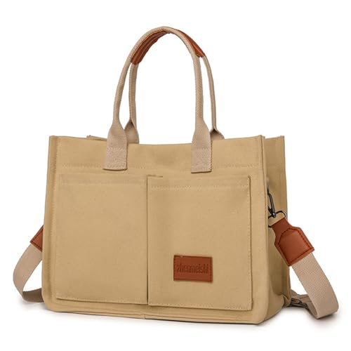 Image of Cherry Tote Bag for Women Canvas Patched Purse Cute Shoulder Bag Multi-Pocket Satchel Handbag for work travel
