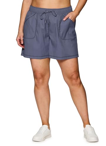 RBX Short feminino de caminhada ativo com tamanhos grandes, secagem rápida, listrado, para treino, c