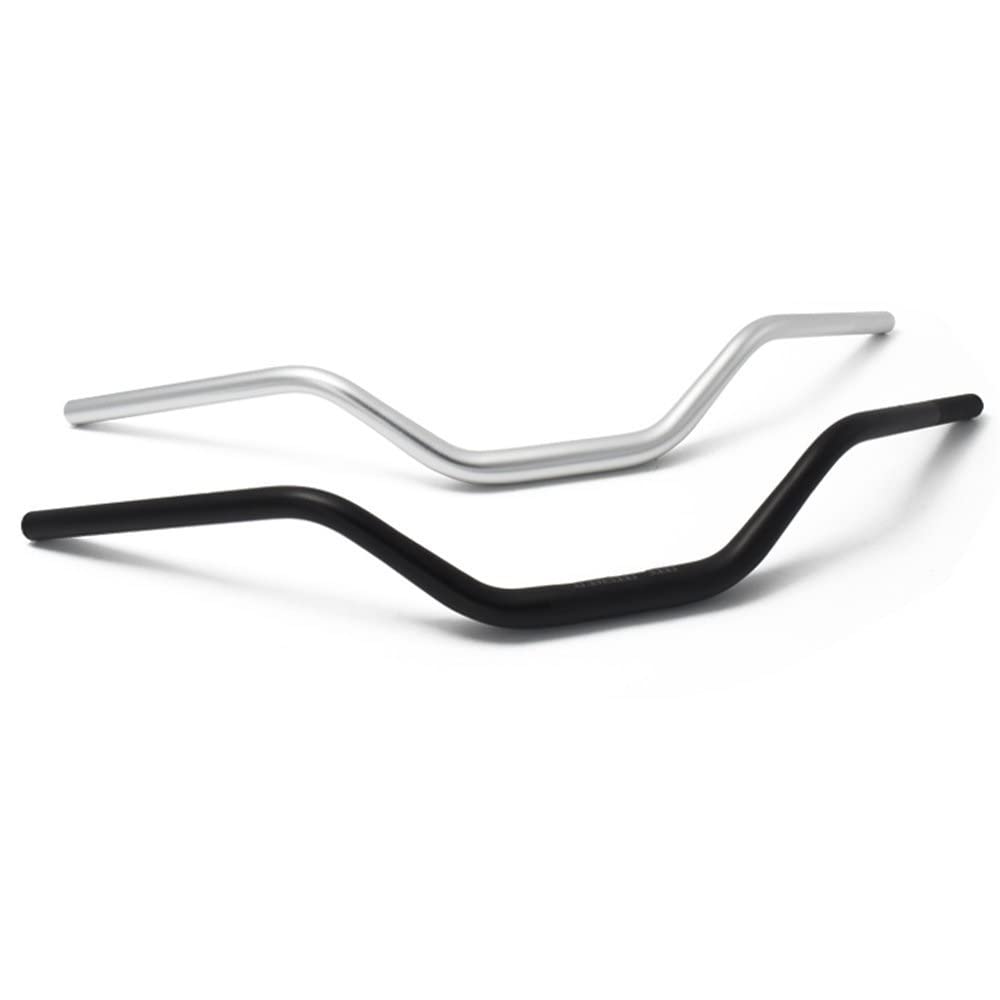 Moto Manillar Riser Manillar Para Motocicleta, Manillar 28mm, Manillar Fatbar Vintage Para Motocicleta Cafe Volante Anodizado Aleación Aluminio Elevador Barra Manillar(Silver with bar ends)
