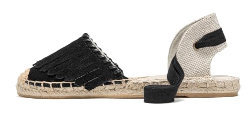 Image of Women's Espadrille FLat Sandals Closed Toe Ankle Wrap,Classic Lace Up Summer Dressy Flat Shoes