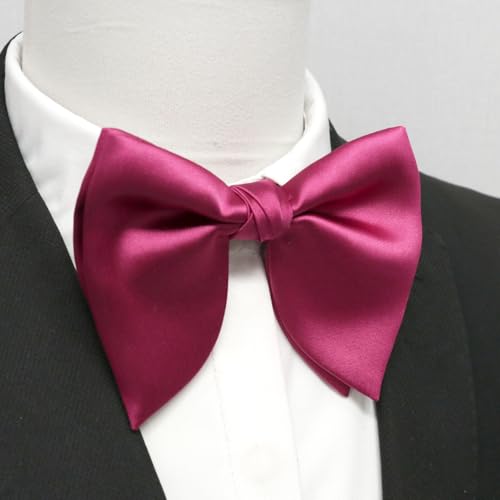 Image of Mens Bow Tie Pre Tied Oversized Bow Ties for Men Satin Bowties for Tuxedo Wedding Party Banquet