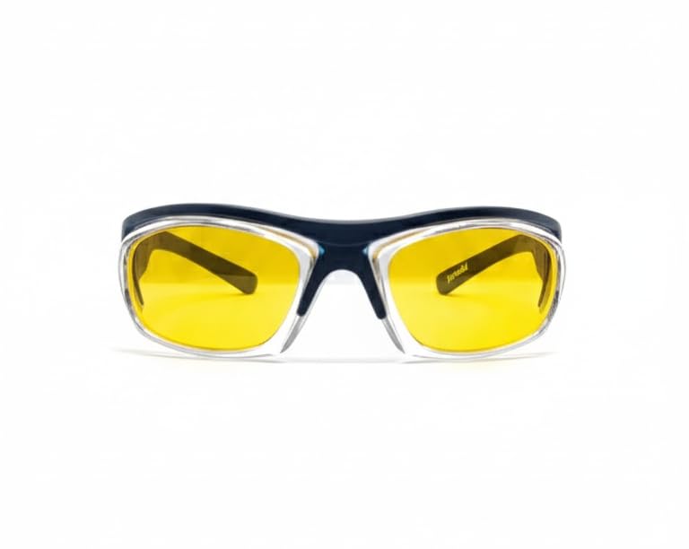 Image of THUNDERSTORM Safety Goggles Eye Protection Anti Pollution Eyewear For Multipurpose Riding Motorcycle Cycling Scratch Resistant UV Protected Glasses for Men & Women (Matte Blue with Yellow Lens)