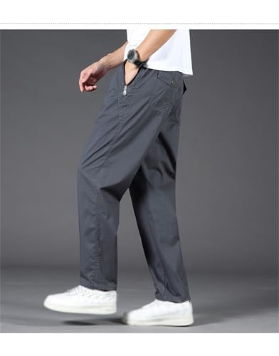 Puliam Easetactic -Flex Fit Zipper-Pocket Durable Pants,Men's Cotton Lightweight,Casual Large Size Twill Relaxed Pants2