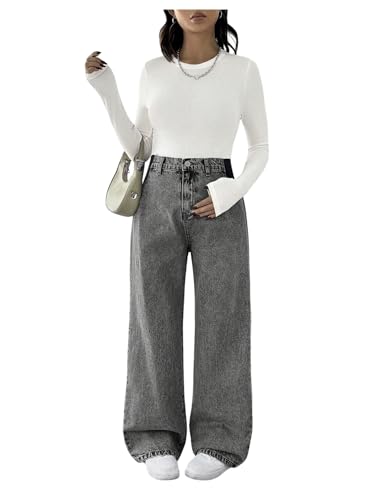 MakeMeChic - MakeMeChic Women's Maternity Jeans Loose Fit Over The Belly Pants Grey - Best Deal on Amazon