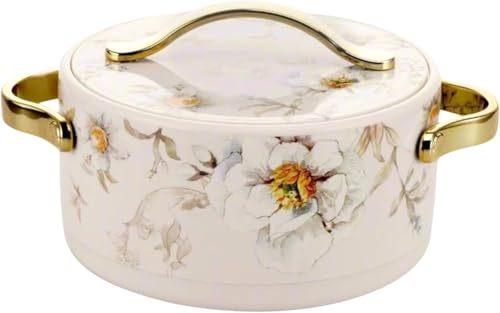 Bethany Insulated Inner Stainless Steel Casserole - 3500 ML | BPA Free | Food Grade | Easy to Carry | Roti Box | Floral Design with Designer Handles