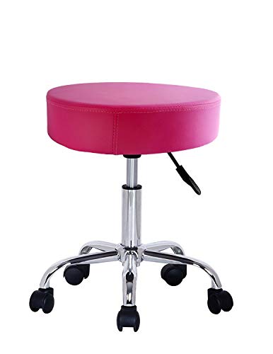 Crisnails - Taburete Giratorio con Ruedas para Peluquería, Cosmética, Dentista, Silla de Trabajo Profesional Giratoria con Ruedas Diferentes Colores (Rosa)