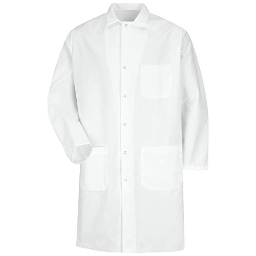 Red Kap Men's Gripper-Front Butcher Coat, White, Medium