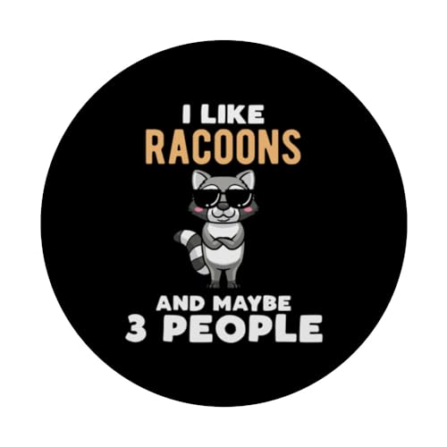 I Like Racoons And Maybe 3 People PopSockets Swappable PopGrip, Black - Image 3