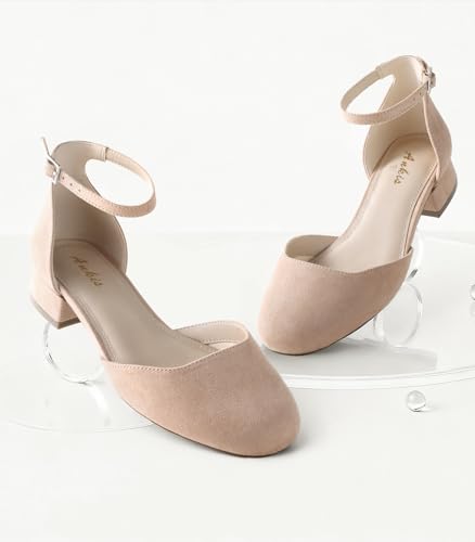 Image of Ankis Round Closed Toe Heels for Women, Low Block Heel Dress Shoes