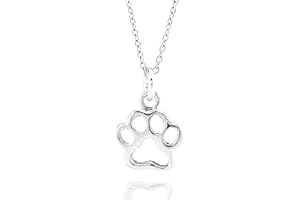 Sterling Silver Tiny Paw Print Charm Pendant Necklace