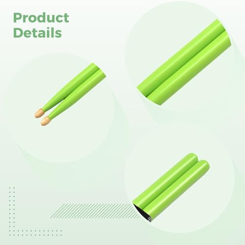 Baquetas profesionales de arce con acabado verde neón para baterías electrónicas y acústicas, herramientas de percusión amigables para principiantes miniatura 2