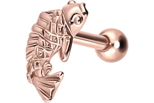 Piercing oreille carpe KOI en titane pour cartilage hélice et lobe style asiatique