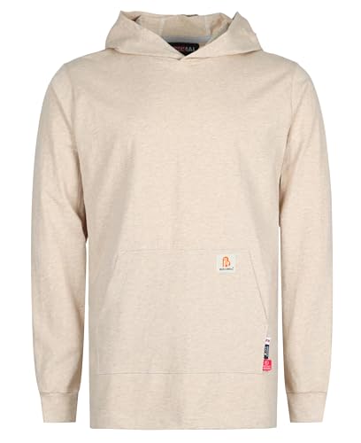 Image of BOCOMAL FR Hooded T Shirts Utility Pocket Fire Resistant Summer Hoodie CAT2 | 6oz Midweight Flame Retardant Cotton Hoodies,Kangaroo /Button Pocket,NFPA2112,Rib-Knit Cuffs,FRC Welding Arc Rated Work Shirt