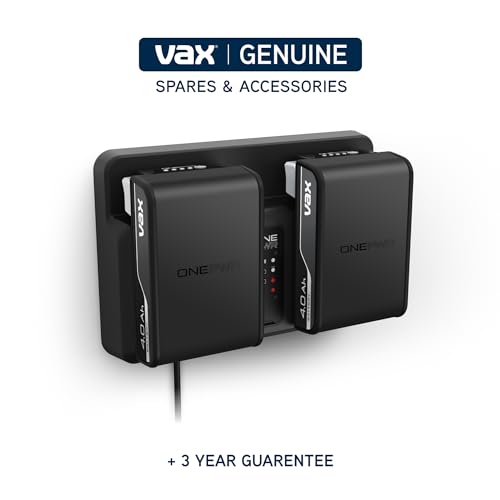 VAX ONEPWR™ 4.0Ah Dual Battery + Dual Bay Charger Kit, Genuine Vax Parts, Fast-Charging, 3 Year Guarantee