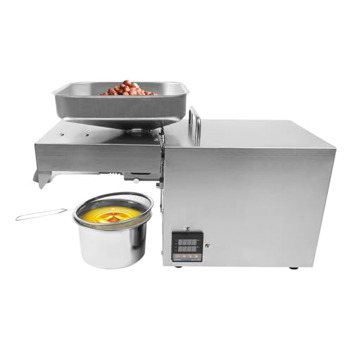 Ageanbri Commercial Automatic Oil Press Machine, 610W Stainless Steel Presser Seed Oil Maker, Up to 45% Oil Extraction Rate, Electric Oil Press Machine for Peanut Sesame Canola Soybean (Style 1)