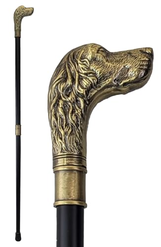 Canne de marche idée cadeau originale tête de chien métal 93cm