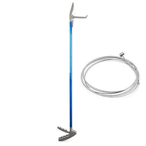 Cynamed 43" Long Reach Snake Tongs Reptile Grabber Catcher, Stainless Steel & Wide Jaw Pick-up Handling Tool