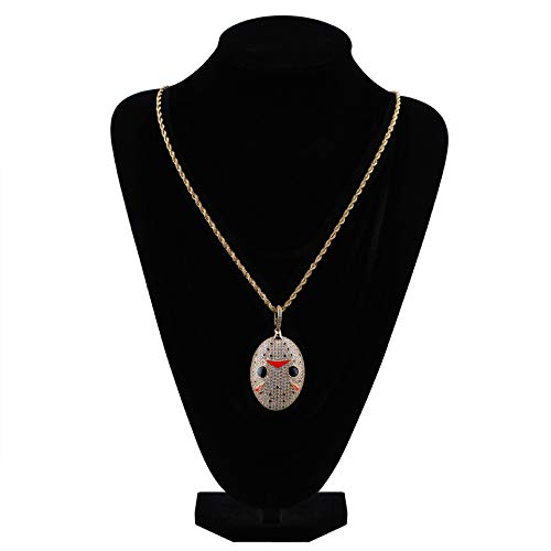 MoCa Hip Hop Iced Out Bling Chain Saw Clown CZ Pendant Halloween Cosplay Party Novelty Necklace