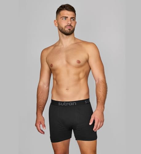SUTRAN TECHNOLOGY - Boxers anti-transpiration avec Lycra - Absorbe et évapore la transpiration, anti-taches, anti-odeurs, 100% respirant pour hyperhidrose, noir/blanc, L – vue 4