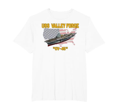 Aircraft Carrier USS Valley Forge CV-45 Veterans Day Fathers T-Shirt, Men's Big and Tall, White, 5X Tall