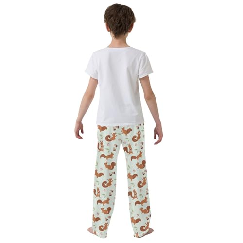 Squirrel Pine Cones Boys Long Pants Soft Trousers Elastic Waist Kids Lounge Bottoms with Pockets S-XL3