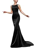 Yuki Isabelle Women's Sleeveless Long Mermaid Evening Dresses Beaded Neck Beaded Prom Dress Black