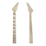 Conboxus Electric Guitar Neck 24 fret 25.5 inch Maple Wood Fretboard Guitar Neck Locking Nut DIY Shark Fin Inlay Replacement (bolt on heel) (fashion,Geometric)