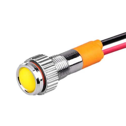 Moumouten Metal Indicator Lights, Waterproof Signal Lamp Led Indicator Light 6mm Ac/Dc 9-24v (Yellow)