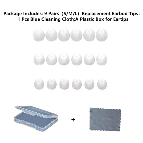 Image of Earbud Replacement Tips Silicone Earbud Tips Ear Bud Covers Fit Most in-Ear Earbuds(Inner Hole 3.8mm -5.1mm) Headphone Ear Tips 9 Pairs S M L