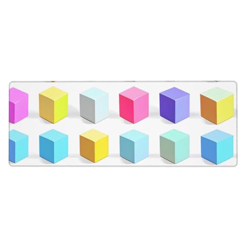 Tapis de clavier Colorful Cubes 80x30 cm antidérapant avec bords cousus pour bureau