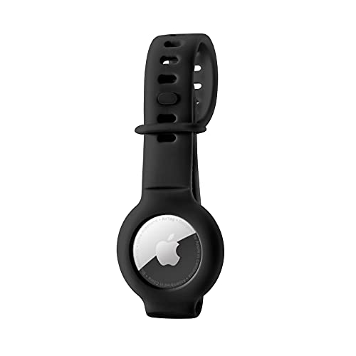 سوار لجهاز تعقب ابل ايرتاج من كيو دبليو واي جيه جراب حماية السيليكون مضاد للفقد معصم خفيف الوزن قابل للتعديل التعقب لون أسود سيليكون