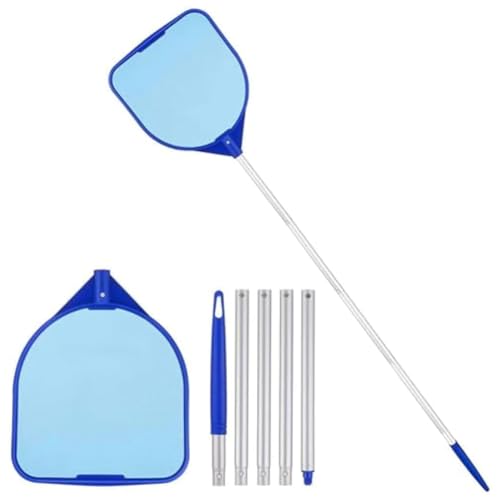 casstaly Limpiador de piscinas, herramienta de limpieza manual portátil con 5 barras de conexión, skimmer de piscina resistente, fácil instalación